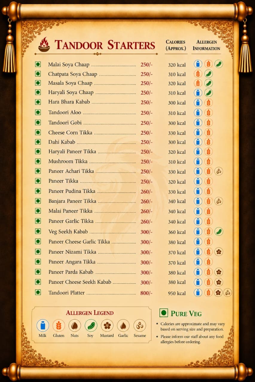 Shivtara Menu Page 1