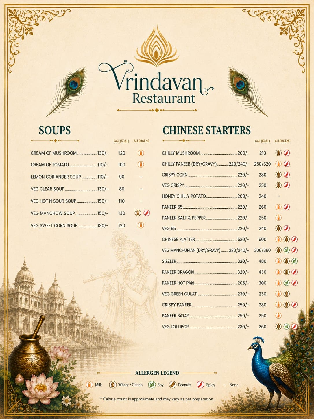 Vrindavan Menu Page 1