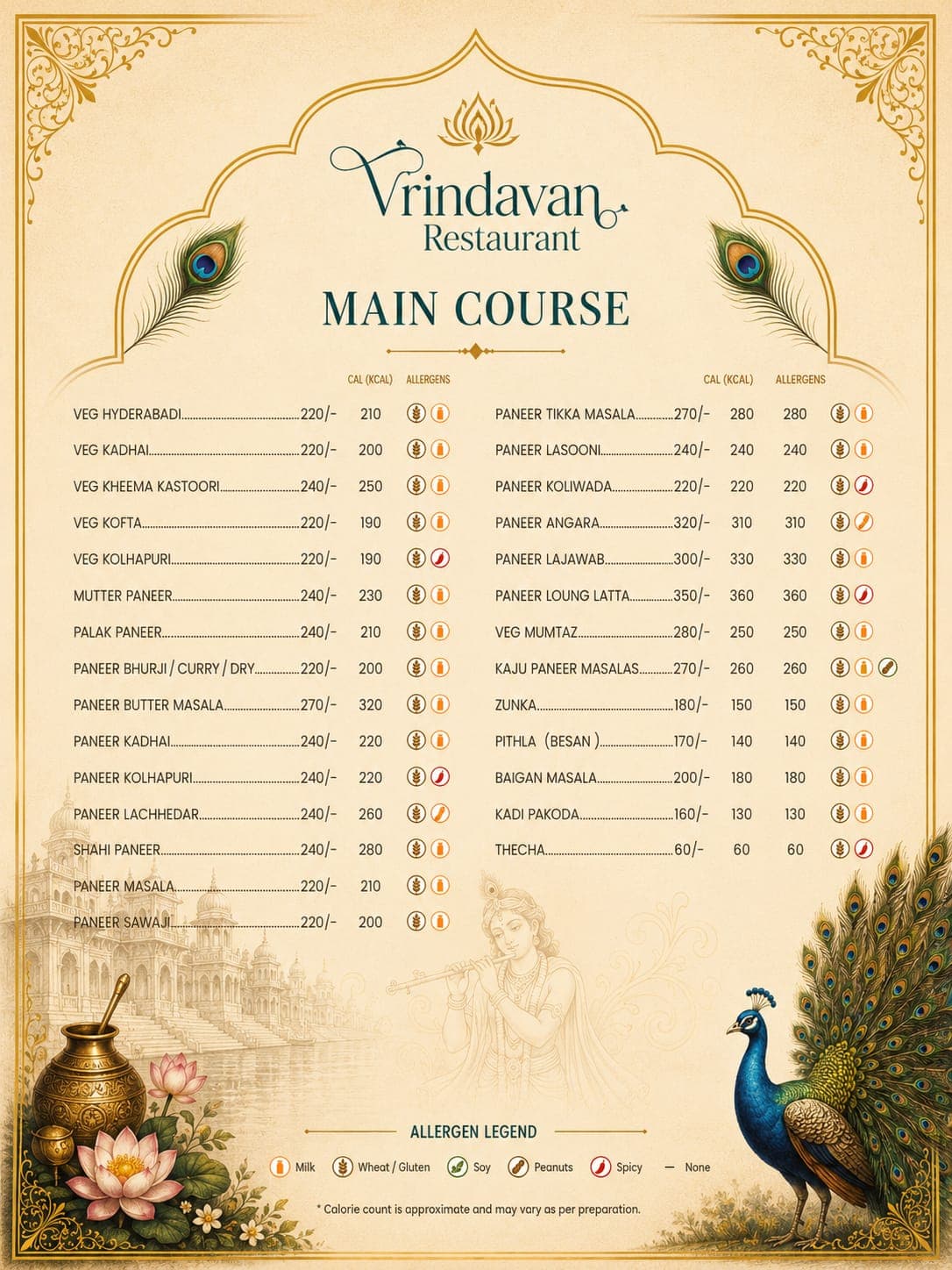 Vrindavan Menu Page 3